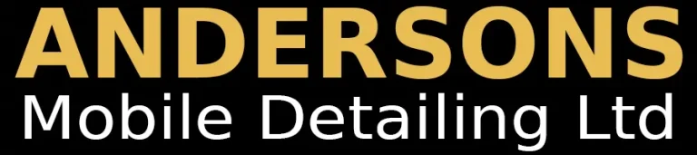 Official logo for Andersons Mobile Detailing Ltd featuring gold and white text on a black background.