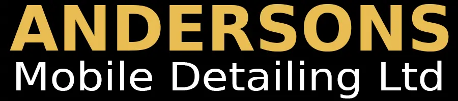 Official logo for Andersons Mobile Detailing Ltd featuring gold and white text on a black background.